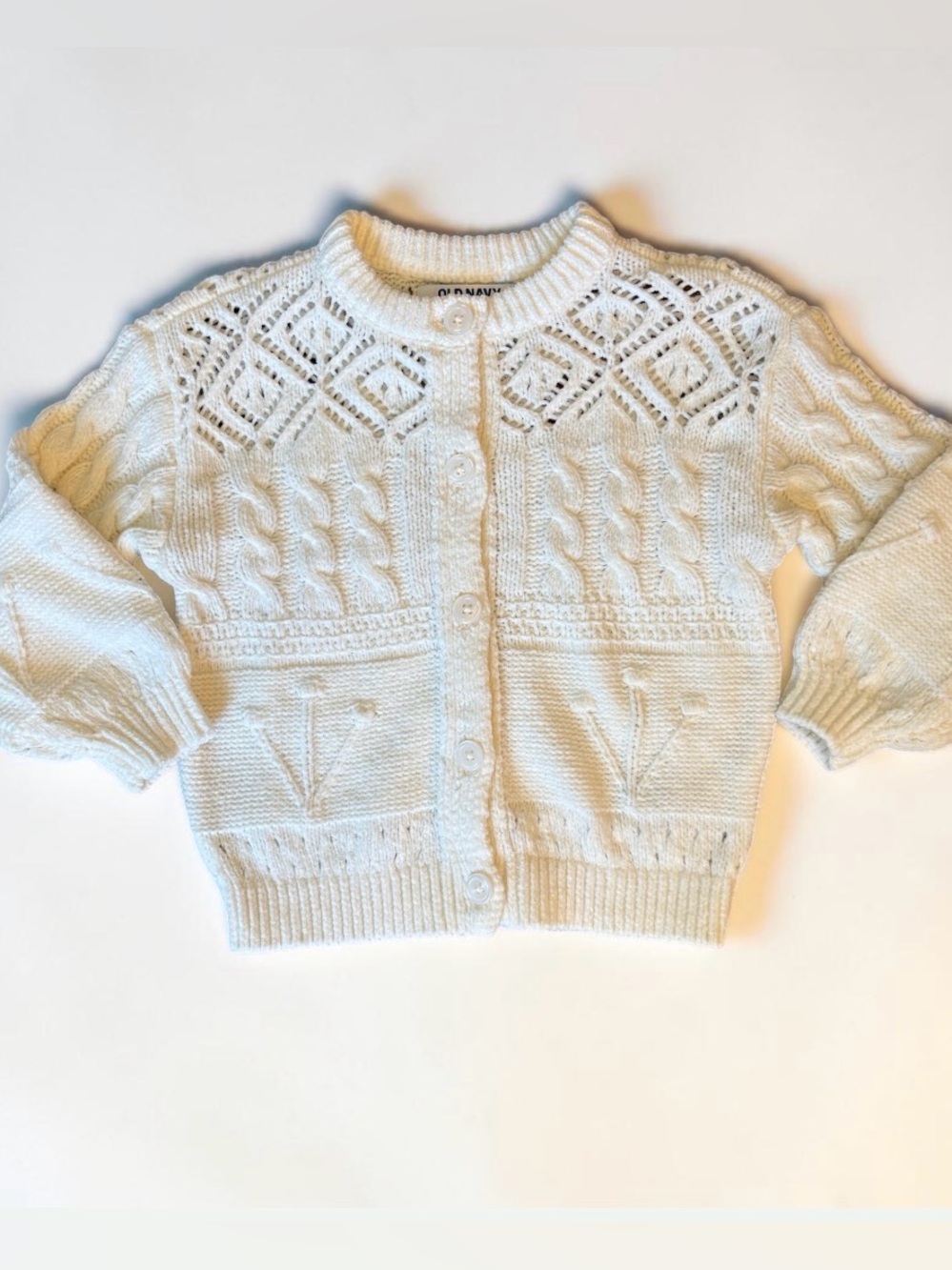 NEW Adorable Off-White Cable & Lace Knit Cardigan | 2T